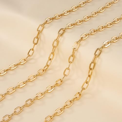 Jabogrii 16.4 Feet Gold Paperclip Chain for Jewelry Making Stainless Steel Chain Bulk Roll Craft Oval Jewelry - color: Paperclip Gold