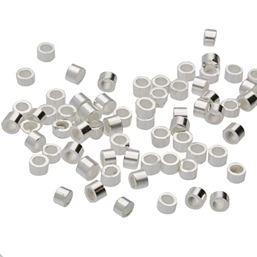 The Beadsmith Tube Crimp Beads, 2 x 1.5mm, 100 Pieces, Silver Color, Uniform Cylindrical Shape, No Sharp Edges, Designed to Secure the Ends of Jewelry Stringing Wires and Cables - color: Silver Plate, size: 2MM x 1.5MM - 100 pcs