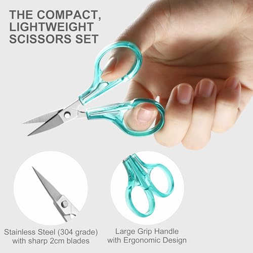 PAFASON Small Travel Embroidery Scissors Set Curved Straight Tip All Purpose for Quilting Sewing Knitting Crafting Cross Stitch Crochet Thread Yarn Paper Fabric Detail Multipurpose Cutting Safety Case - style: Modern