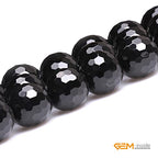GEM-Inside Facted Black Agate Gemstone Loose Beads Round 20mm Crystal Energy Stone Power for Jewelry Making 15 Inches - color: Black Agate, size: 20mm