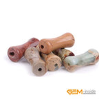 GEM-Inside 30Pcs 5x12mm Natural Blue Brown Shoushan Jasper Stone Plant Bamboo Knot Bone Charms Beads for Jewelry Making Power Energy Chakra Stone Beads - color: Blue Brown Shoushan Jasper