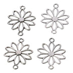 60Pcs Flower Connector Charms, Sliver Alloy Daisy Flower Double Loop Pendants Alloy Links Connectors for Jewelry Making