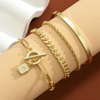 YEEZII Gold Hand Chain Bracelets for Women, 2 Pcs 14k Gold Plated Cubic Zirconia Link Chain Bracelet Set, Trendy ring bracelet hand chain Jewelry for Her - color: Gold-B
