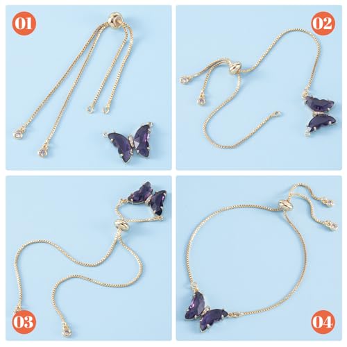 Joez Wonderful 3pcs Adjustable Slider Bracelet for Jewelry Making, 18K Gold Plated Charm Bracelet Extender Chains with Rhinestones Ends for Women DIY Bracelet Jewelry Craft Supplies - color: Gold