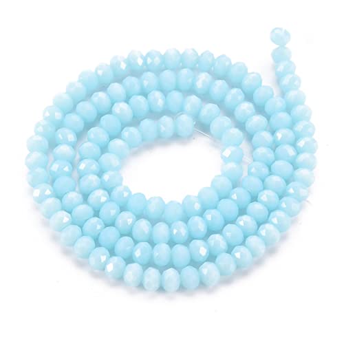 10 Strands Light Sky Blue Faceted Rondelle Glass Loose Beads 4mm Briolette Crystal Glass Beads 1230pcs for Bracelets Jewelry Making - color: Light Sky Blue, size: 4x3mm