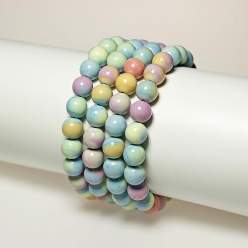 MJDCB Natural Stone Beads 10mm 35pcs Round Rainbow Stone Loose Gemstone Bead Charms for Jewelry Making Bracelet Necklace Earring Pendant - color: Rainbow Stone, size: 10mm