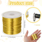 Gold Wires for Jewelry Making, 328Ft 0.4MM Tarnish Resistant Beading Wire 26 Gauge Thin Gold Wire for Bracelet Making and DIY Artwork