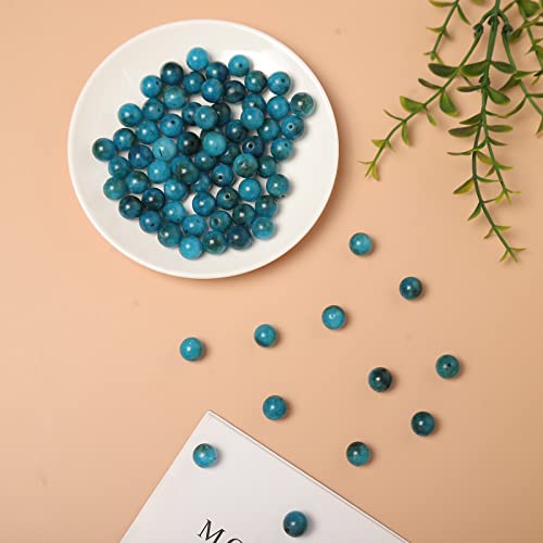 60pcs 6mm Natural Stone Beads Blue Apatite Beads Energy Crystal Healing Power Gemstone for Jewelry Making, DIY Bracelet Necklace - color: Blue Apatite, size: 6mm