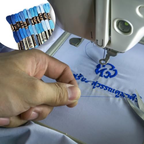 12 Skeins 6 Strands Blue Cross Stitch Thread Variegated Gradient Embroidery Floss Polyester Friendship Bracelet String Yarn Threads Bulk for Hand Sewing Bracelets Making Needlecraft Crochet - color: Dake Blue