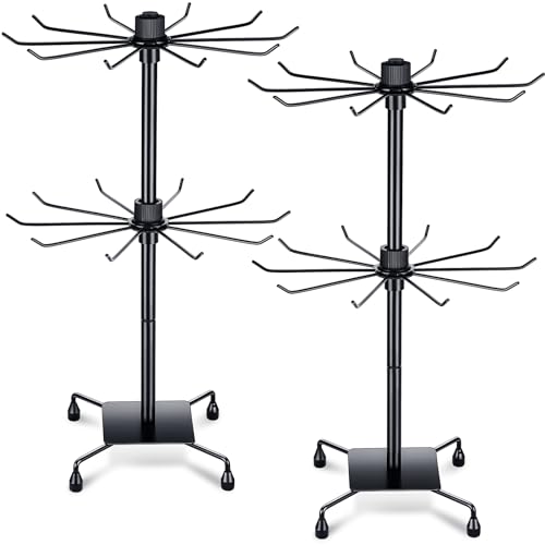 BBTO 2 Pcs Rotating Display Stand Jewelry Display Rack with Hooks Metal Earrings Stand for Vendors Necklace Bracelet Selling(Black,19.69 x 11.8 Inch) - color: Black, size: 19.69 X 11.8 Inch
