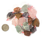 Mixed Gemstone Crystal Nugget Raw Graduated Beads Strand 2mm Hole Drilled Tiger Eye Amethyst Rose Quartz Agate Aventurine - color: Mixed Gemstone