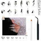 qiipii 4080Pcs Silver Clear Nail Rhinestones Multi Shapes Flatback Crystal White Gems +Round Beads K9 Glass Stones Diamonds Jewels Nail Art Charms Supplies for Nails Faces Eyes Makeup DIY Crafts Phone - color: Crystal Clear, size: B Set