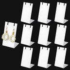 PH PandaHall 10pcs Acrylic Earring Stand, White Jewelry Display Earring Holder L-shape Earrings Organizer for Dangling Earrings Necklace Jewelry Shows Retail Props, 1.7x1.4x3inch - color: White