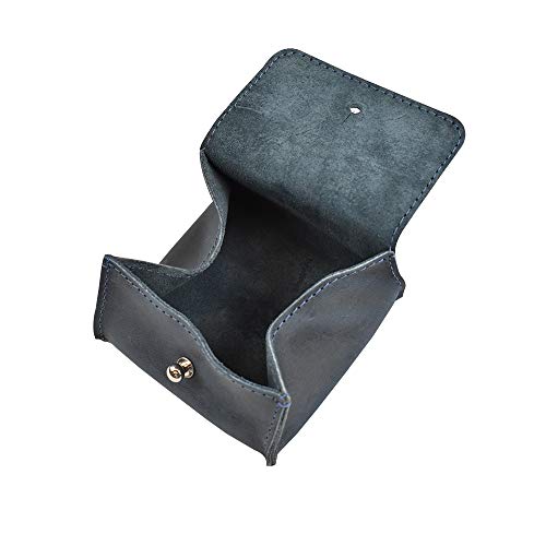Hide & Drink, Jewelry Pouch, Mini Travel Size Box, Rings & Precious Articles Storage Organizer, Groom & Bridesmaid Wedding Gifts, Full Grain Leather, Handmade, Slate Blue - color: Slate Blue