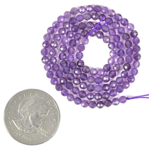 3mm Amethyst Faceted Gemstone Round Loose Beads Strand 15.5-16" DIY Jewelry Making - color: Amethyst