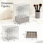 Greenfeather Jewelry Organizer with 7 Removable Drawers, Clear Acrylic Jewelry Box with 40 Necklace Hooks 120 Pairs of Earring Holes 2 Velvet-Lined Drawers for Rings Necklaces Earrings - color: Gray-Style A