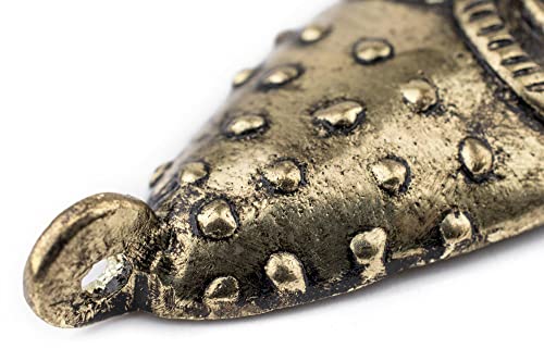 TheBeadChest Elongated African Brass Mask Pendant (50x90mm): Genuine West African Mask Design for DIY Jewelry & Necklaces - color: Brass, size: Large Elongated (50x90mm)