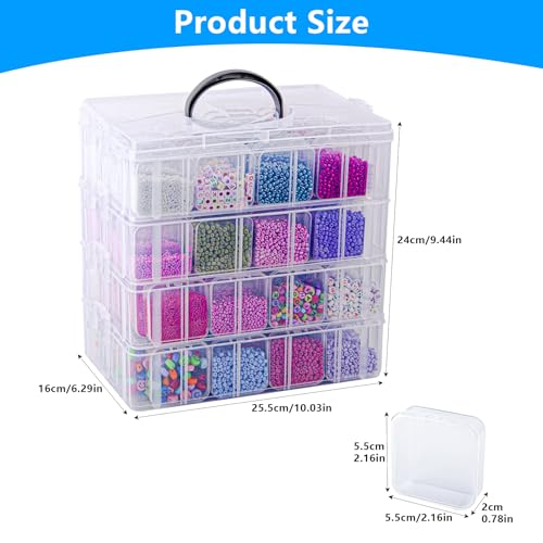 VTG Bead Organizer Box, 112 Pcs Small Organizers, 3-Tier Bead Storage Containers Portable Organizer and Storage Box Stackable Plastic Cases for Bracelet Making DIY Jewelry Nail Charms - style: 4 Tier