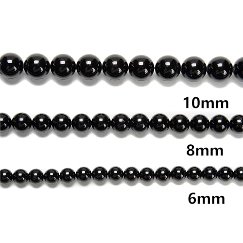 74Pcs(2 Strand/Set) 10mm Black Tourmaline Smooth Round Beads Natural Stone Beads AAA Grade Premium Round Gemstone Genuine Real Stone Loose for DIY Bracelet Jewelry String Making - color: Black Tourmaline, size: 10mm