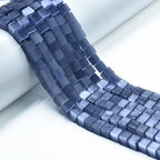 48pcs 8mm Blue Gray Cat's Eye Cube Stone Square Gemstone Beads Semi-Precious Craft Supplies for DIY Jewelry Making - color: Cube8mm Blue Gray
