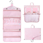 MOSISO Hanging Travel Jewelry Organizer Case, Foldable Portable Jewelry Organizer Bag with Hook & Handle for Necklace, Earrings, Rings, Bracelets and Daily Jewelries Carrying, Pink