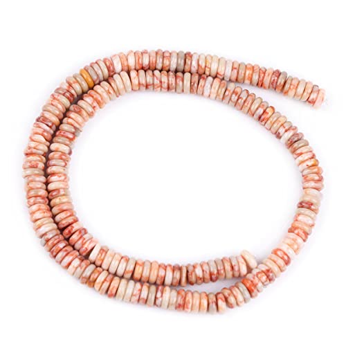 JOE FOREMAN 2x6mm Natural Red Crazy Lace Agate Stone Heishi Disc Rondelle Spacer Beads for Jewelry Making Full 15" Strand Energy Stone Healing Power Crystal - color: Red Crazy Lace Agate