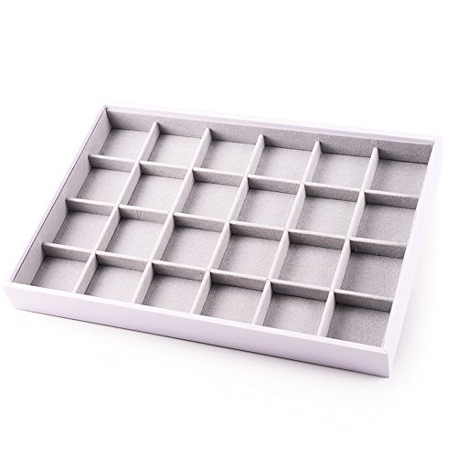 Oirlv Velvet Stackable Jewelry Trays Rings Display organizer Home Storage Trays (24 Grids) - size: 24 Grids Ring