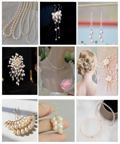 50 Pcs Real Pearl Beads for Jewelry Making AAA 7-8 mm Non-Porous Natural Pearls Beads Real Freshwater Pearls Oval Pearl Bead Loose Gemstone Bead Gift for Mother's Day.,DIY Gifts. - color: White 7-8mm, no holes.