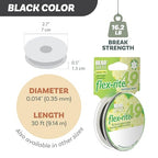 The Beadsmith Flex-Rite Beading Wire - 49-Strand Nylon-Coated Stainless-Steel Wire, 0.014" (0.35 mm) Dia, Black, 30 ft Spool, Durable Necklace & Bracelet String, for Jewelry Making Supplies - color: Black, size: .014” Dia - 30 ft