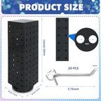 Rotating Pegboard Stand with 20 Peg Hooks 4-Sided Pegboard Spinning Display Stand 4 x 4 x 12 Inches, Keychain Display Stand for Retail Display, Earring Display (Black) - color: Black