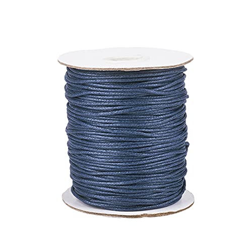 100 Yards Waxed Cotton Cord Threads Prussian Blue Braided Beading Cord Strings Bracelet Necklace Wire 1.5mm(0.06 inch) with Spool for Bracelets Necklace Jewelry Making Friendship Bracelet - color: Prussian Blue, size: 1.5mm