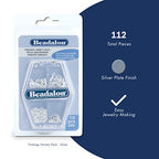 Beadalon Silver Plated Findings Variety Pack for Jewelry Making - 112 Pcs with Jump Rings, Spring Ring Clasps, Lobster Clasps in Convenient Storage for DIY Jewelry Repair and Design