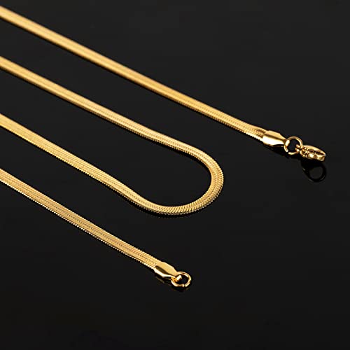 UMAOKANG Gold Plated Jewelry Chain, Dainty 3mm Herringbone Chain for Jewelry Making Men and Women Necklace Choker Chains Bulk (10pcs, 16 inch) - color: Gold Herringbone, size: 16 Inch