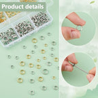 PH PandaHall 220pcs 6 Styles 18K Gold Spacer Beads with Large Hole Stainless Steel Smooth Round Spacer Beads, Flat Round Donut Metal Beads for Jewelry Bracelet Necklace