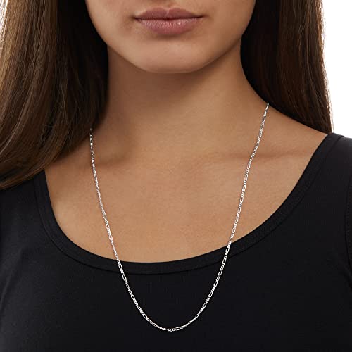 Amazon Essentials 14k Gold or Sterling Silver Plated Figaro Chain Necklace - color: Silver, size: 24", style: 2 mm