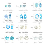 LiQunSweet 430 Pcs 12 Styles Blue White Acrylic Imitation Pearl Flower Star Heart Round Beads for DIY Jewelry Making Gift - color: Blue White Acrylic Beads_12 Styles_430Pcs
