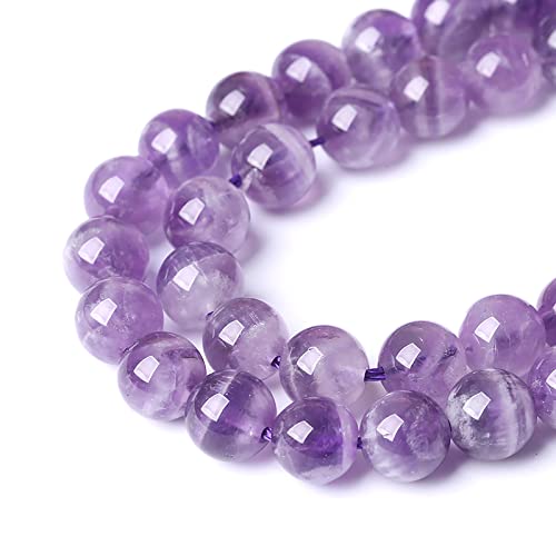 10MM 38PCS Purple Amethyst Dream Lace Beads Natural Quartz Crystal Stone Loose Beads for Jewelry Making DIY Bracelet Grade A+ 15 inches Strand - color: Purple Dream Lace Amethysts, size: 10mm