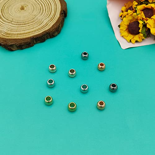 500pcs Round Rondelle Crimp Beads for DIY Crafts,5 Colors Disc Spacer Loose Beads Spacer Beads for DIY Jewelry Making,Bracelet Necklace Earring Bracelet Crafts Supplies - color: 500pcs;K gold,White k,Rose gold,Gun black,Antique red