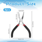 Mini Needle Nose Pliers Set, 2Pcs Needle Nosepliers for Jewelry Making, Black Jewelry Chain Nose Plier, Small Craft Plier with Smooth Jaw and Comfort Grip Handle for Wire Bending Object Graspin - color: Black