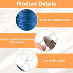 HARFINGTON Wire 203ft Length 24 Gauge Copper Craft Jewelry Wrapping Wire Tarnish Resistant Beading for Jewelry Making Supplies Crafting, Blue - color: Blue