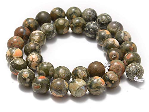 AD Beads Natural Gemstone Smooth Round Loose Beads 15“ 6mm 8mm 10mm (6mm, Rainforest Rhyolite) - color: Rainforest Rhyolite, size: 6mm