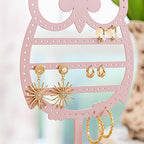 NIKKY HOME Earring Holder Hanging Organizer Stand Metal Jewelry Tree Table Top Owl Ear Stud Holder Tower Rack with Ring Tray for Girls (134 Holes), Pink - color: Pink