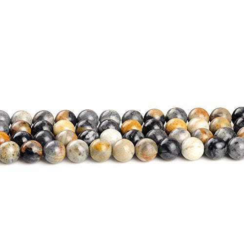 Natural Stone Beads 8mm Picasso Stone Gemstone Round Loose Beads Crystal Energy Stone Healing Power for Jewelry Making DIY,1 Strand 15" - color: Picasso Stone, size: 8MM