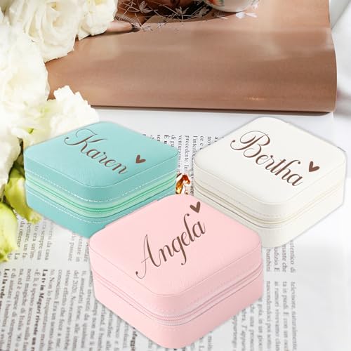 Personalized Travel Jewelry Box,Custom Leather Jewelry Case with Name,Customized Birthday Christmas Valentines Day Gifts for Women Bridesmaid Girls - color: Style 02