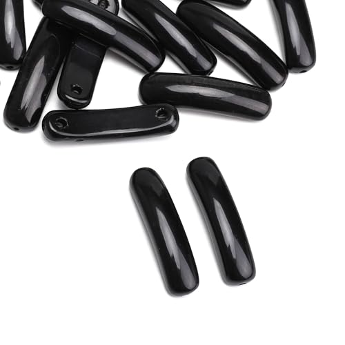 BEADIA Natural Curved Black Obsidian Stone Beads 36x10mm 4pcs for DIY Bracelet Jewelry Making - color: Black Obsidian