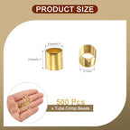 uxcell 500 Pcs Tube Crimp Beads, 2.5x2.5mm Copper Crimp Beads End Stopper Beads Tiny Loose Spacer Beads for Earrings Necklaces Bracelets Pendant DIY Crafts, Gold - color: Gold, size: 2.1 mm