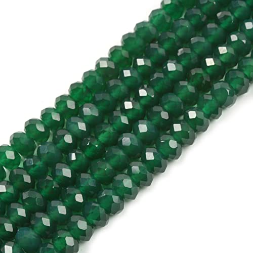 6mm Green Agate Faceted Rondelle Loose Beads Jewelry Making DIY Bead 16 Inch - color: Green Agate