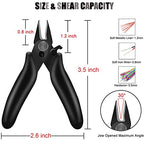 BOENFU 3.5 Inches Mini Cutter with Lock, Flush Cutters, Small Wire Snips, Micro Wire Cutter with Spring, Black - color: 3.5 Inches - Black Handle