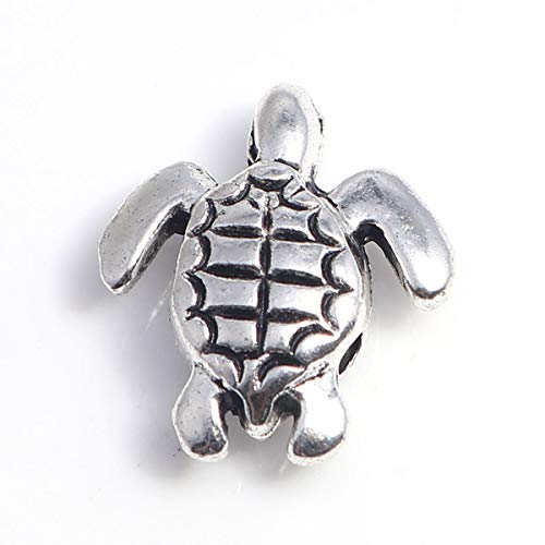 JGFinds 3D Turtle Charm Spacer Beads - 28 Pack of Silver Tone DIY Jewelry Making Supplies; Necklace or Bracelet Bead, Beach Tortoise for Handmade Jewelry or Keychains