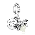 925 Silver Charms Pendants For Pandora Bracelet Golden charms Bead Safety Chain Clip set Heart Flower Animal Beads Family, Mom, Friend, Daughter, Birthday, Jewelry Gift - style: G-Glow in the Dark Firefly